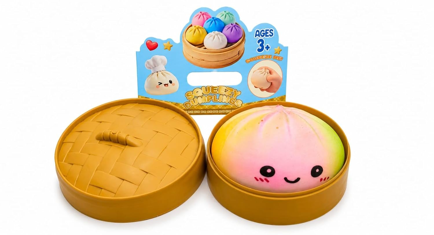 Squeezy Dumplings" Squishy Stress Toys, Typically Featuring Kawaii Faces and Colorful Designs( Pack Of 2 )