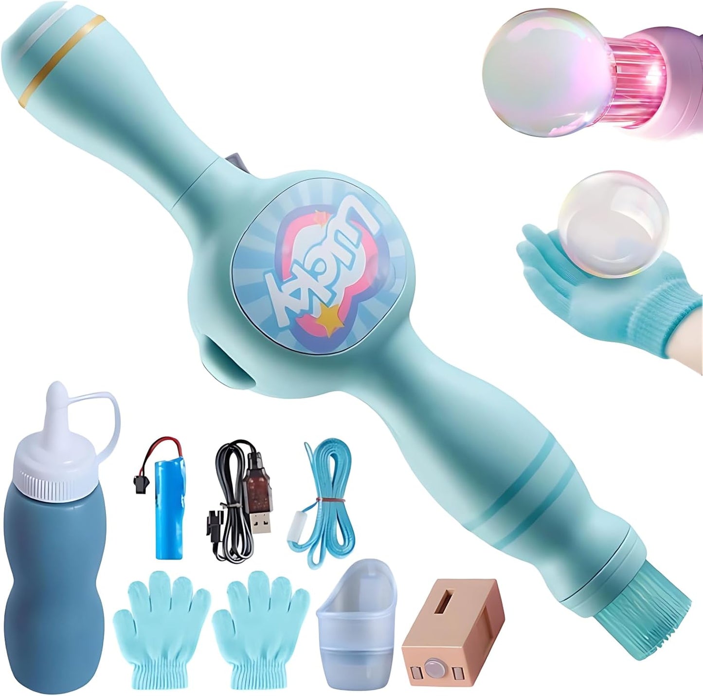 Colorful Smoke Bubble Machine & Stretchy Bubble Mist Wand - Interactive Magic Stretchy Bubble Maker Machine with Stretchy Smoke Effect for Parties, Fun Gift for Kids