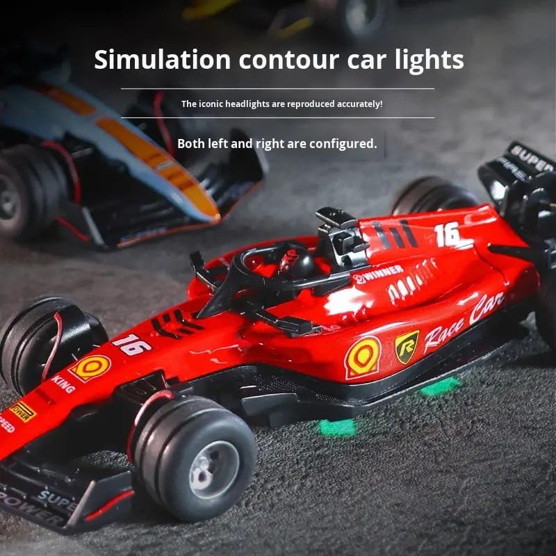 1:64 Die cast Metal F1 Mini RC Racing car with LED Lights | 2.4GHz Remote Control Car | 3 Speed Adjustable, USB Rechargeable RC Alloy Car for Kids & Adults Indoor/Outdoor Racing Red