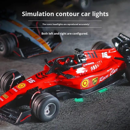 1:64 Die cast Metal F1 Mini RC Racing car with LED Lights | 2.4GHz Remote Control Car | 3 Speed Adjustable, USB Rechargeable RC Alloy Car for Kids & Adults Indoor/Outdoor Racing Red