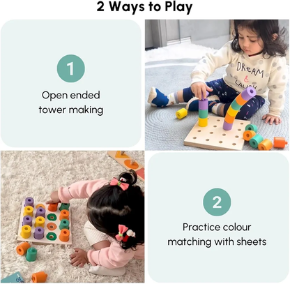 Curious Cub Montessori Shape and Colour Matching Peg Board