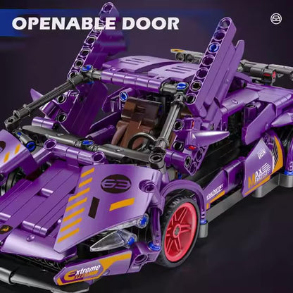 1:18 Scale Pull-Back Racing Car Building Block Set, designed to resemble a supercar.