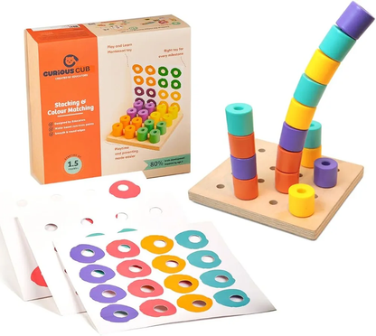 Curious Cub Montessori Shape and Colour Matching Peg Board