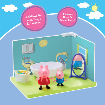 PEPPA PIG and George's Bathroom Themed Preschool Toyset, Includes 2 Poseable Figures, Bathtime Accessories and Scene Cards, Toy for Girls and Boys Ages 3+