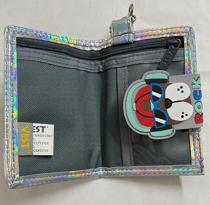 3D Dog Print Kids Wallet for Girls Boys | Trifold Canvas Wallet for Kids