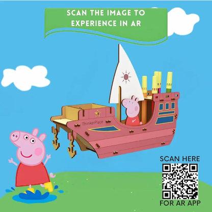 ThinkerPlace Peppa Pig DIY Coloring Ship Pen Stand