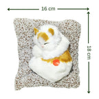 Sleeping Cat Plush Toy with Meow Sound, Air Purifying Carbon Pillow, Car and Home Decor (Brown)