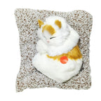 Sleeping Cat Plush Toy with Meow Sound, Air Purifying Carbon Pillow, Car and Home Decor (Brown)