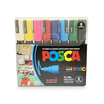 POSCA 5M 1.8-2.5mm Markers (8 Colors- 8 Pcs)