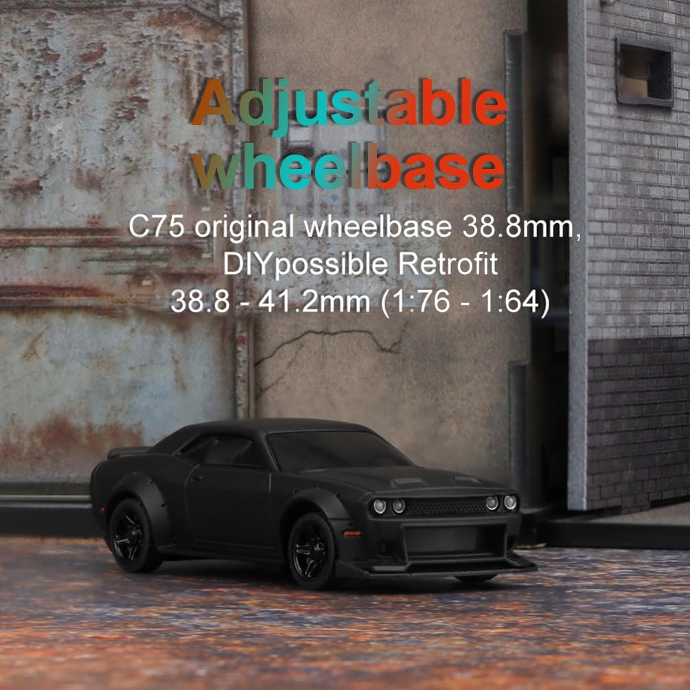 1:76 Turbo Racing Scale RC Sport Car, Table Racing Remote Control Mini Model Car Full Proportional Rtr Kit Toys (C75-Black