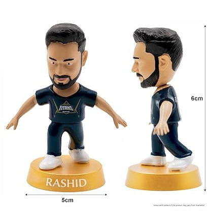 Cricket Icons Action Figure Rashid Khan Gujarat Titans Collectible Miniature Figurine, IPL Edition 360° Rotatable Head, GT Cricket Player for Fans & Kids, Collectors Pack of 1