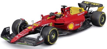 Bburago-1/24 Scale Model Compatible With Ferrari Formula 1 Scuderia Monza Livery 2022 F1-75 Compatible With Charles Leclerc, Red