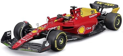 burago-1/24 Scale Model Compatible With Ferrari Formula 1 Scuderia Monza Livery 2022 F1-75 Compatible With Charles Leclerc, Red