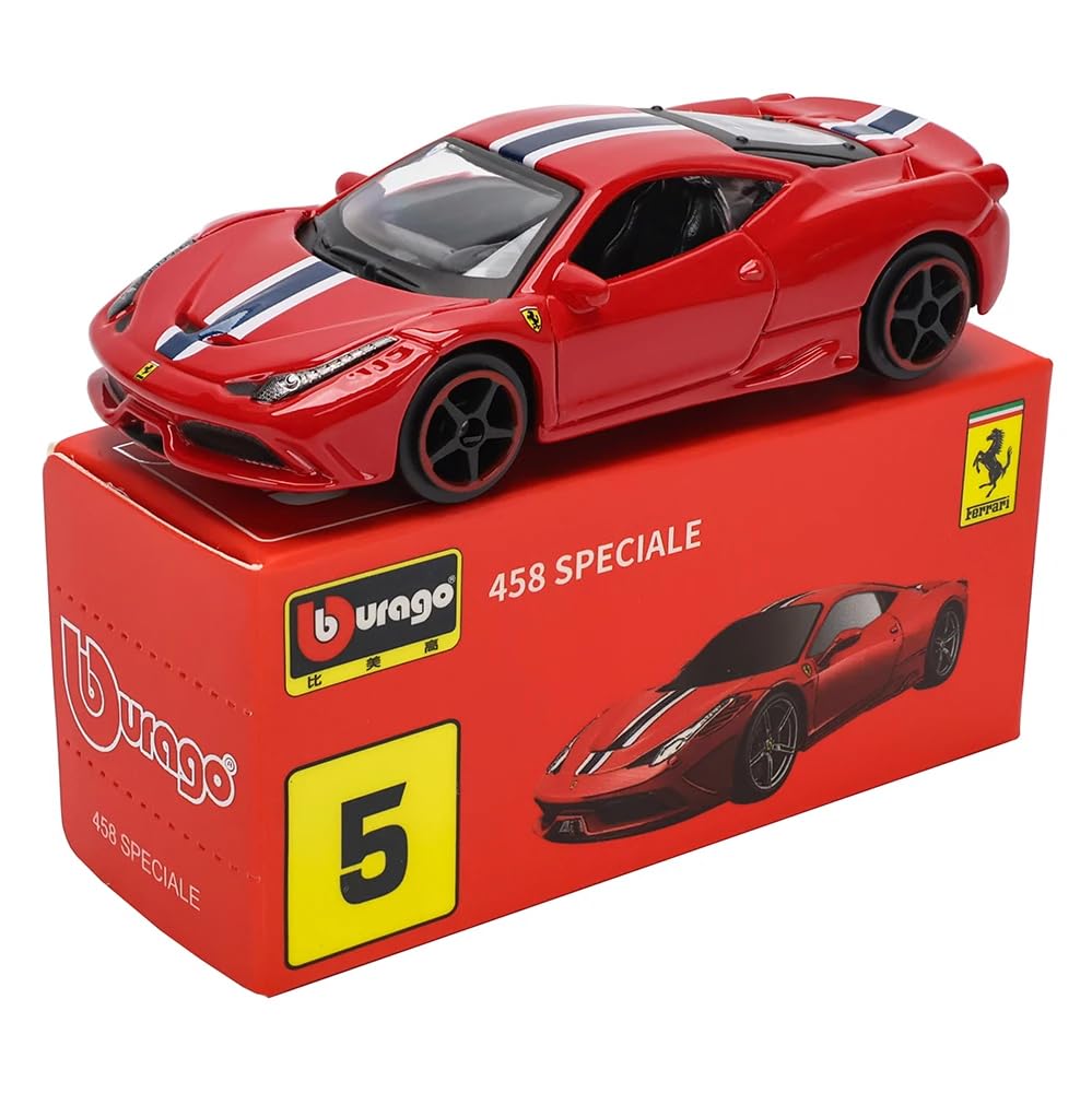 Bburago Ferrari 458 Speciale Red 1:64 diecast model on red display box Cocoland Toys