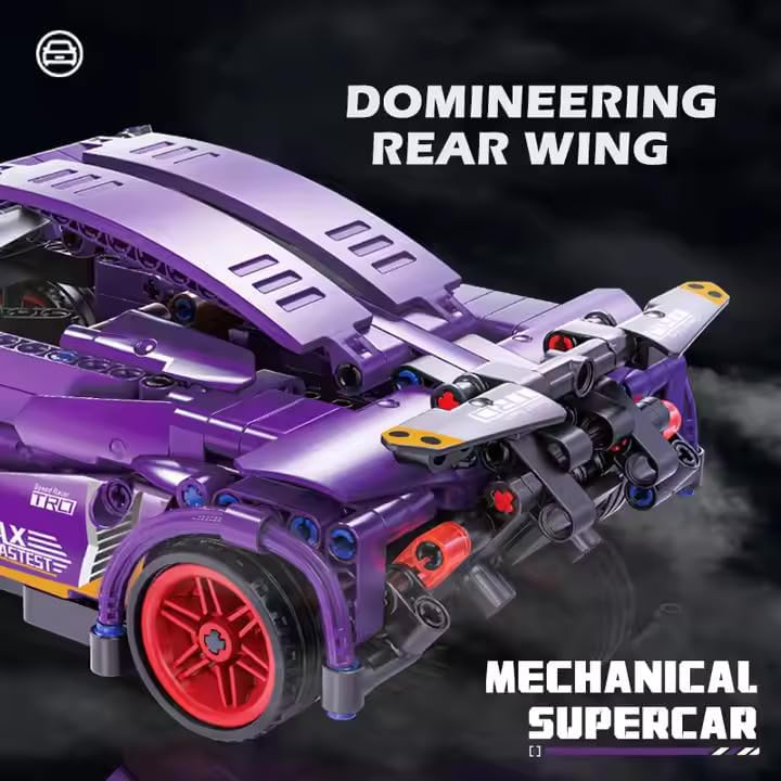 1:18 Scale Pull-Back Racing Car Building Block Set, designed to resemble a supercar.