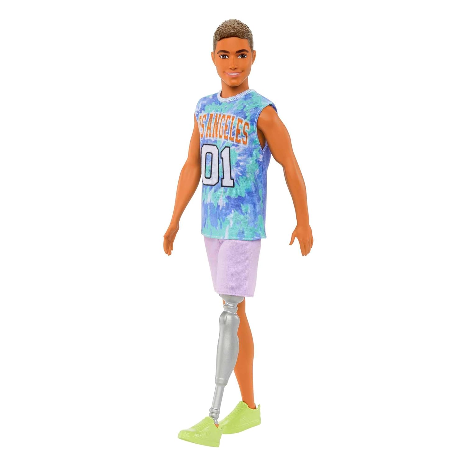 Barbie® Ken® Fashionistas™ Doll #212 with Prosthetic Leg, Wearing Los Angeles Jersey and Purple Shorts with Sneakers