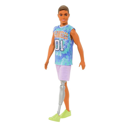 Barbie® Ken® Fashionistas™ Doll #212 with Prosthetic Leg, Wearing Los Angeles Jersey and Purple Shorts with Sneakers