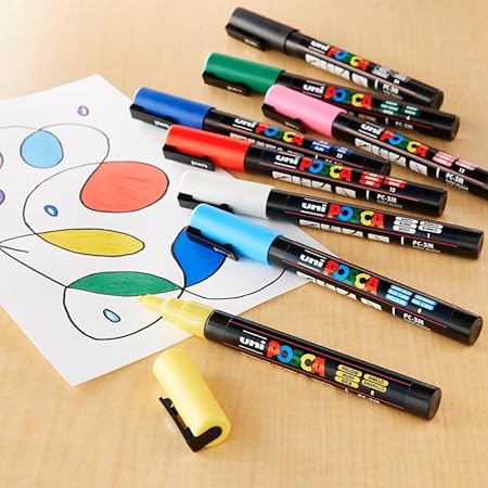 POSCA 3M 0.9-1.3mm Bullet Shaped Markers (16 Colors, 16 Pcs), Multicolor