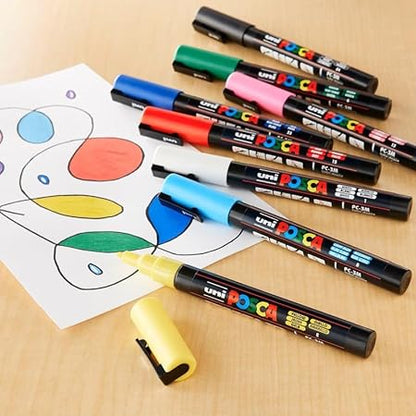POSCA 3M 0.9-1.3mm Bullet Shaped Markers (16 Colors, 16 Pcs), Multicolor
