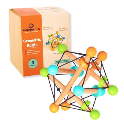 Curious Cub Montessori Geometric Rattle Ball Toy for Babies