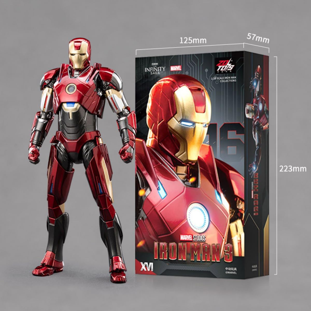 ZD Toys 1/10 Non-Luminous Version Iron Men MK16 Action Figures