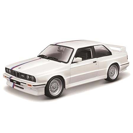 Burago May Cheong Group BMW M3 Series 1988 BBS Rims and M Strips Model Car 1:24 Scale Toy for Children Collectable from 3 Years 21100W,White