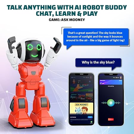 Mirana Moonwalker | Smart Interactive Chat-GPT AI Robot Toy for Kids | USB Rechargeable Type-C | AR Games & in-Built Bluetooth Speaker | Remote & App Controlled | Gift for Boys & Girls 2+ Years (Red)