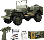 JJRC C8815 RTR 1/10 4WD RC Willys Military Truck – Rock Crawler with Metal Frame & LED Lights