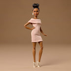 Barbie Basics Model Collector Fashion Doll 08 with Brunette Hair in Tan Dress & Strappy Heels