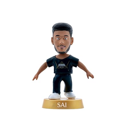 Cricket Icons Action Figure Sai Sudharsan Gujarat Titans Collectible Miniature Figurine, IPL Edition 360° Rotatable Head, GT Cricket Player for Fans & Kids, Collectors Pack of 1
