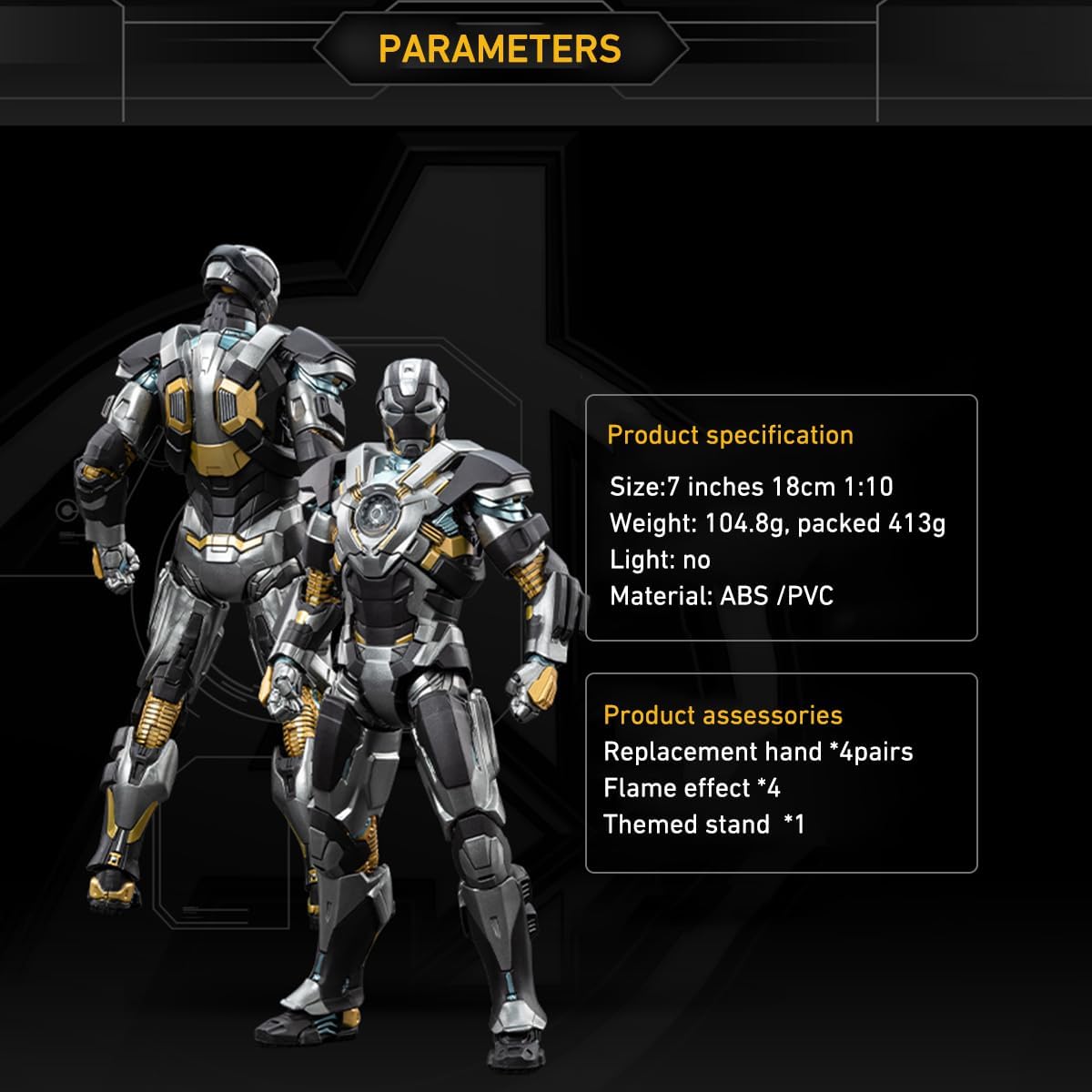 ZD Toys 1/10 Non-Luminous Version Iron Men MK16 Action Figures