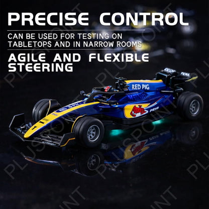 1:64 Die-cast Metal F1 RC Mini Racing car with LED Lights | 2.4GHz Remote Control Car | 3 Speed Adjustable, USB Rechargeable Alloy RC Car for Kids & Adults Indoor/Outdoor Racing