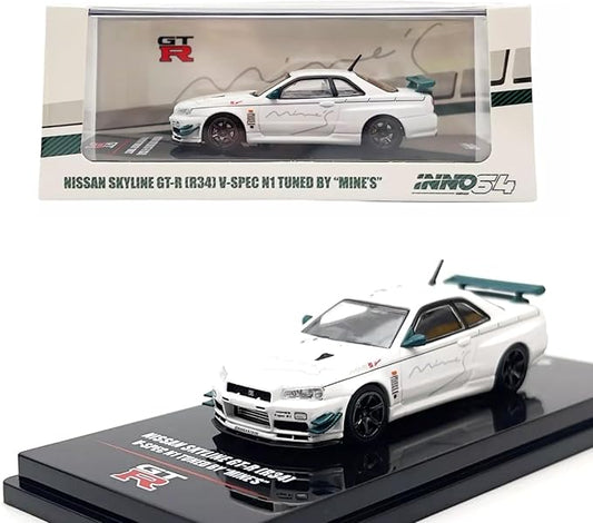 INNO64 Nissan Skyline GT-R R34 V-Spec N1 Tuned by Mine's 1:64 Scale Diecast Model Car with IN64-R34VS-MINES