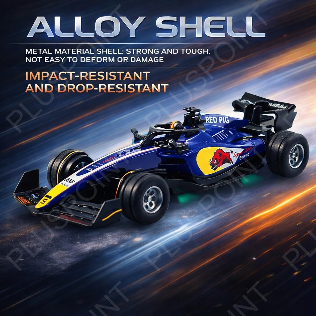 1:64 Die-cast Metal F1 RC Mini Racing car with LED Lights | 2.4GHz Remote Control Car | 3 Speed Adjustable, USB Rechargeable Alloy RC Car for Kids & Adults Indoor/Outdoor Racing