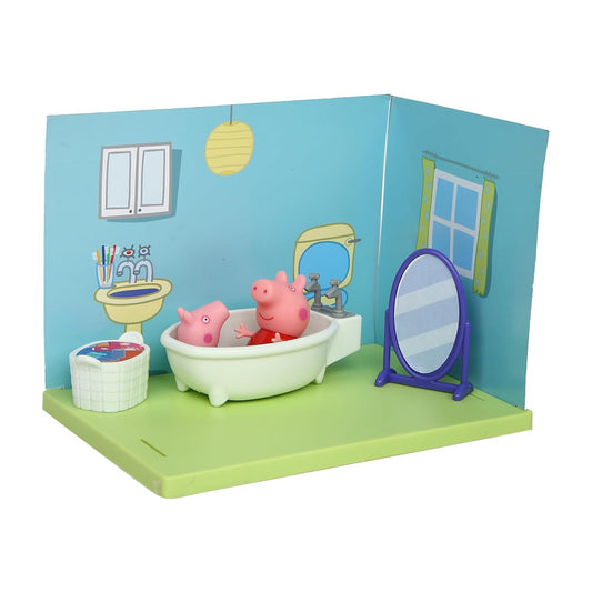 PEPPA PIG and George's Bathroom Themed Preschool Toyset, Includes 2 Poseable Figures, Bathtime Accessories and Scene Cards, Toy for Girls and Boys Ages 3+
