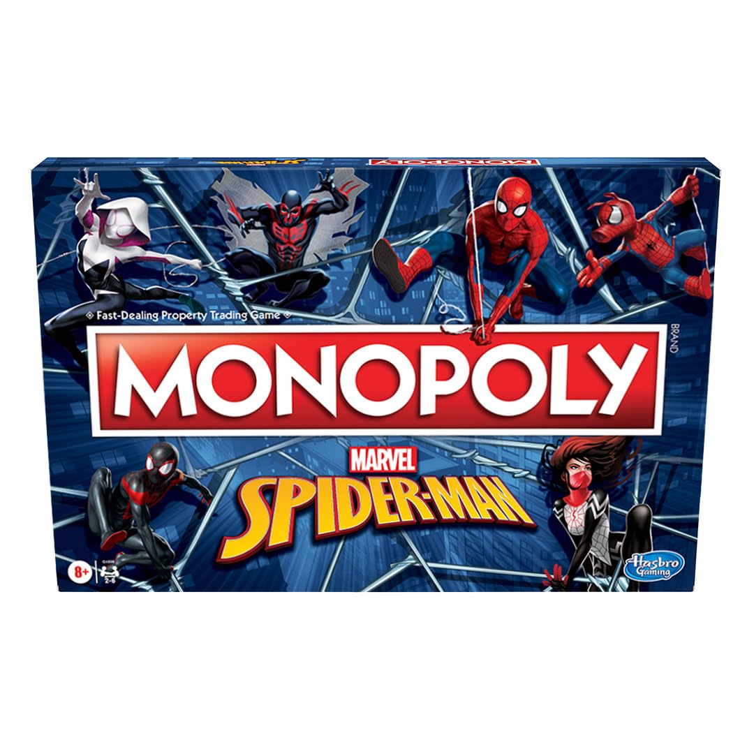 Monopoly Marvel Spider-Man Edition Board Game, Play as a Spider Hero, Fun Game for Kids Ages 8 and Up, Strategy Game for 2-6 Players