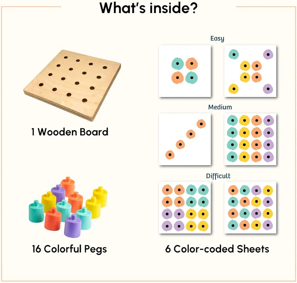 Curious Cub Montessori Shape and Colour Matching Peg Board