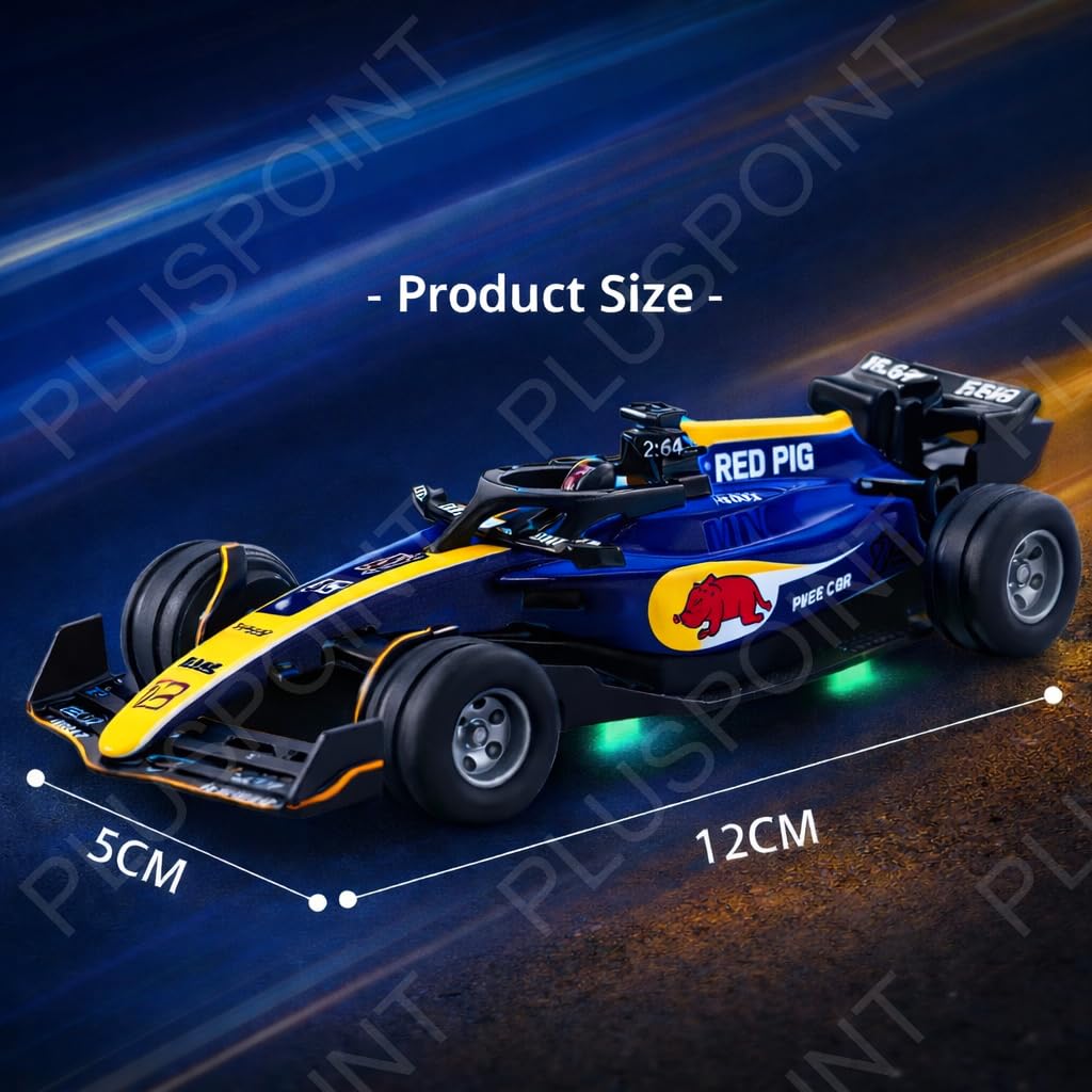 1:64 Die-cast Metal F1 RC Mini Racing car with LED Lights | 2.4GHz Remote Control Car | 3 Speed Adjustable, USB Rechargeable Alloy RC Car for Kids & Adults Indoor/Outdoor Racing
