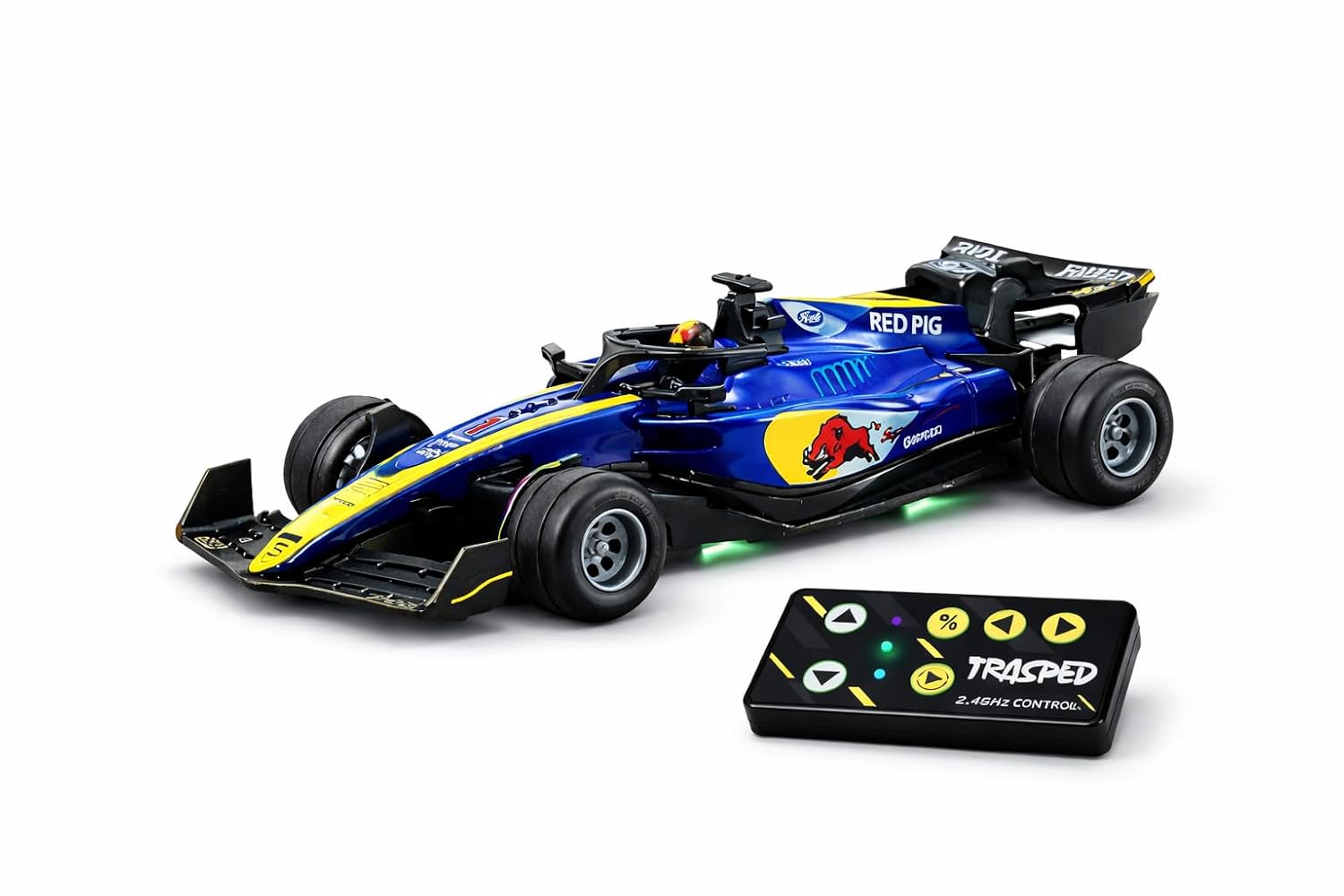 1:64 Die-cast Metal F1 RC Mini Racing car with LED Lights | 2.4GHz Remote Control Car | 3 Speed Adjustable, USB Rechargeable Alloy RC Car for Kids & Adults Indoor/Outdoor Racing
