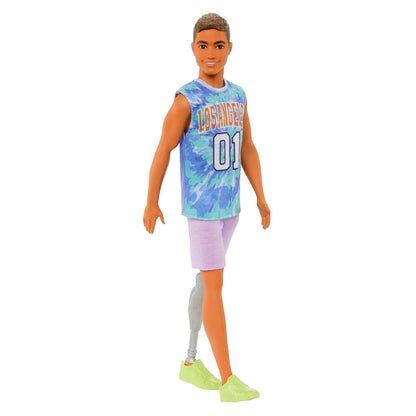 Barbie® Ken® Fashionistas™ Doll #212 with Prosthetic Leg, Wearing Los Angeles Jersey and Purple Shorts with Sneakers
