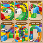 DIY Cube Track Magic Rail Train Set,Educational Building Track Toy for Kids Ages 3+(51 Pcs Block Set)