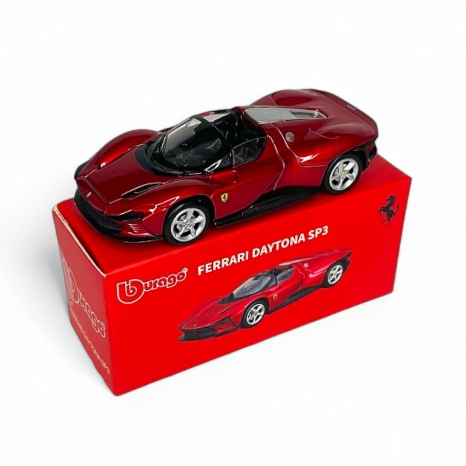 Bburago Ferrari Daytona SP3 Red diecast model on display box Cocoland Toys