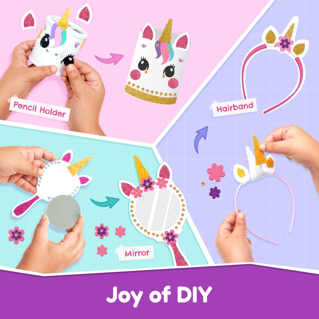 Bloomingo DIY 6-in-1 Unicorn Universe : 200+ Piece Unicorn-Themed DIY Craft Activity Set | DIY Craft Kits Creative & STEM Educational Gift for Girls Age 4 & Above | Birthday & Return Gift for Kids