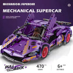 1:18 Scale Pull-Back Racing Car Building Block Set, designed to resemble a supercar.