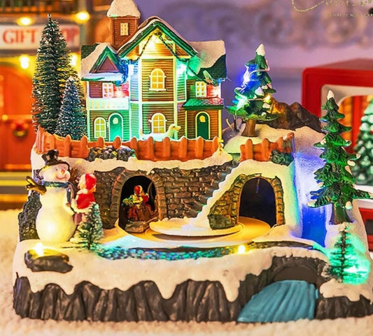Christmas Village Light-Up Musical Scene Decoration
