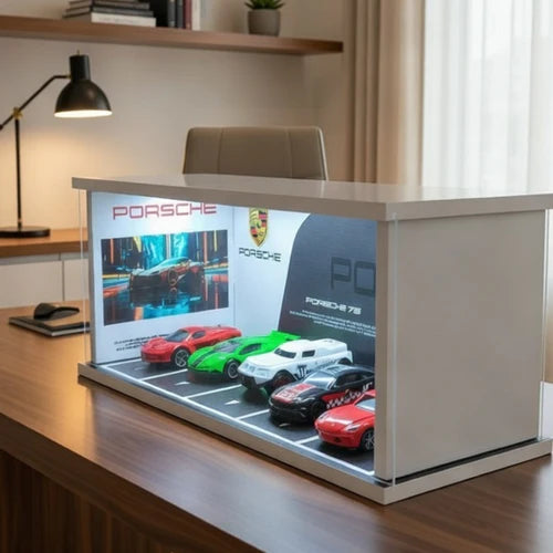 Cocoland Toys Porsche garage display case with collector setup
