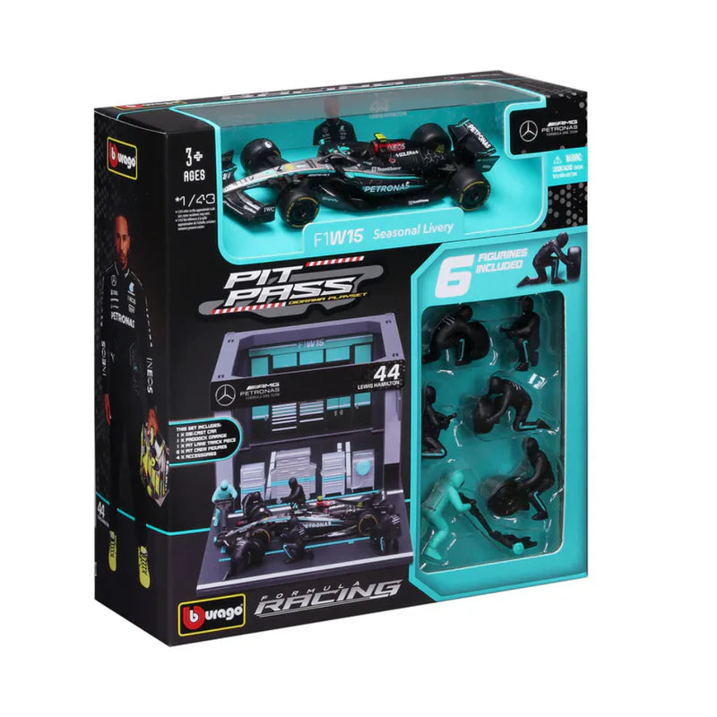 Bburago 1/43 Mercedes AMG F1 Team W15 2024 #44 Lewis Hamilton Diorama Play Set