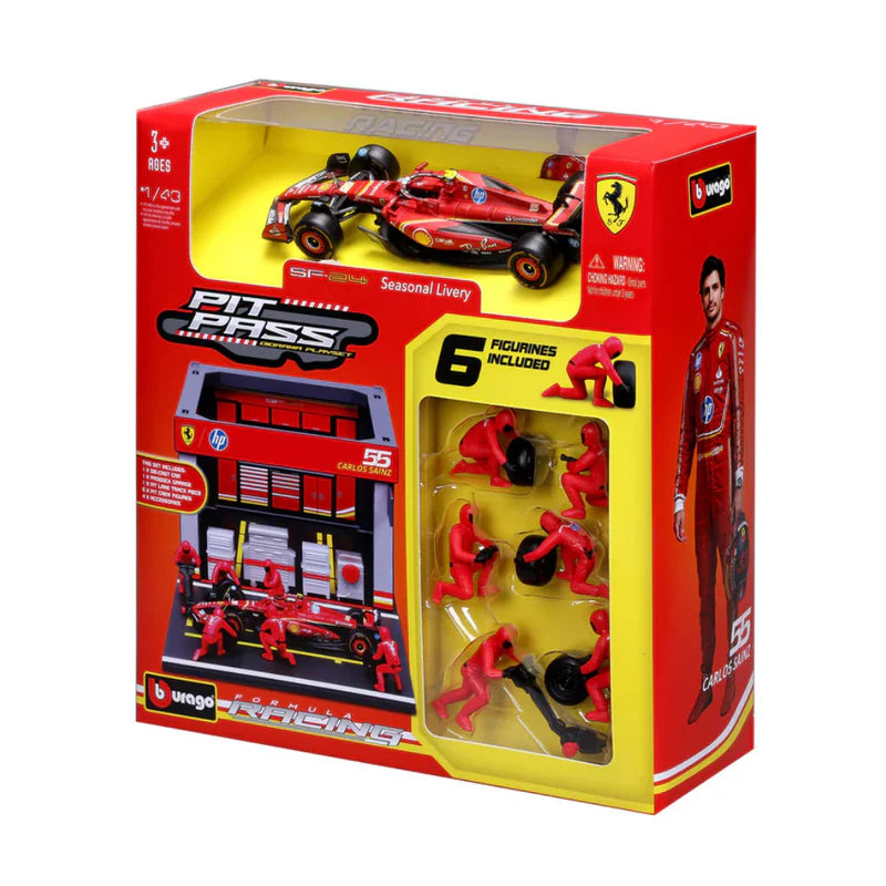 Ferrari SF-24 Garage Diorama With Pit Crew Cocoland Toys
