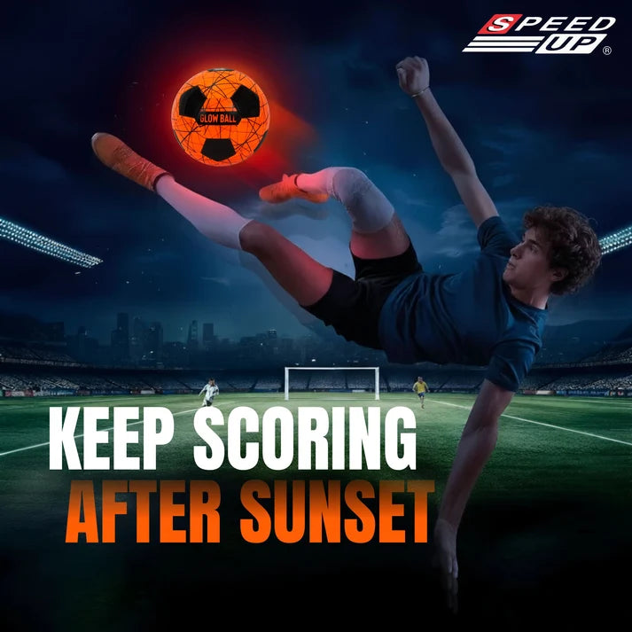 Speed Up LED Light Up Glow Football Night Sport Game Training Indoor/Outdoor Soccer Ball Educational Toy Ball Size 5, for Adult Kids Teenagers Boys Girls