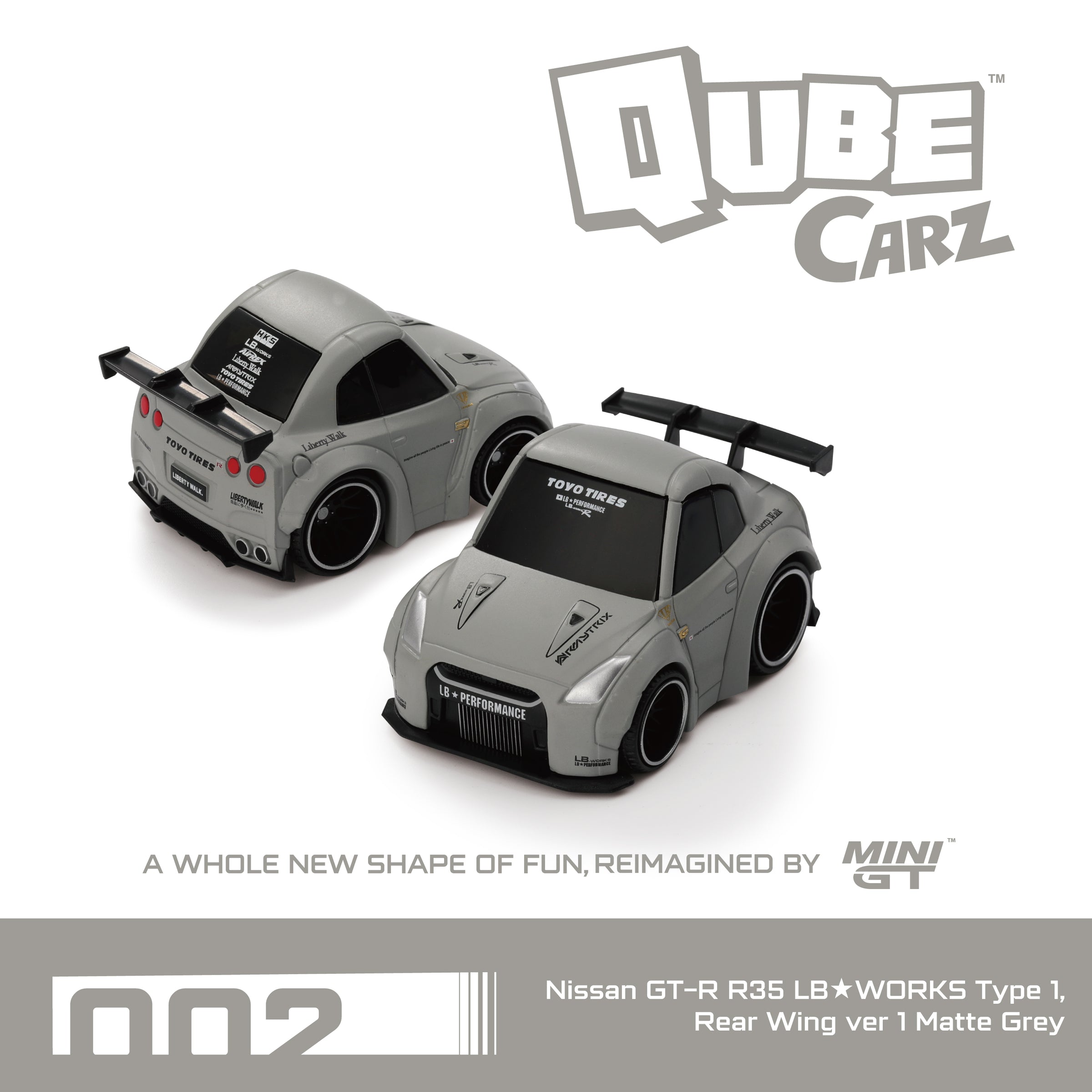 MIINI GT Nissan GT-R R35 LB★WORKS Type 1, Rear Wing ver 1 Matte Grey